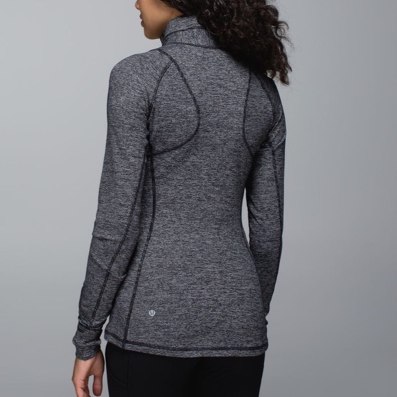 Lululemon Wee Striped Black Heathered Black Race Your Pace 1/2 Zip Jacket Size 8 - Picture 2 of 6